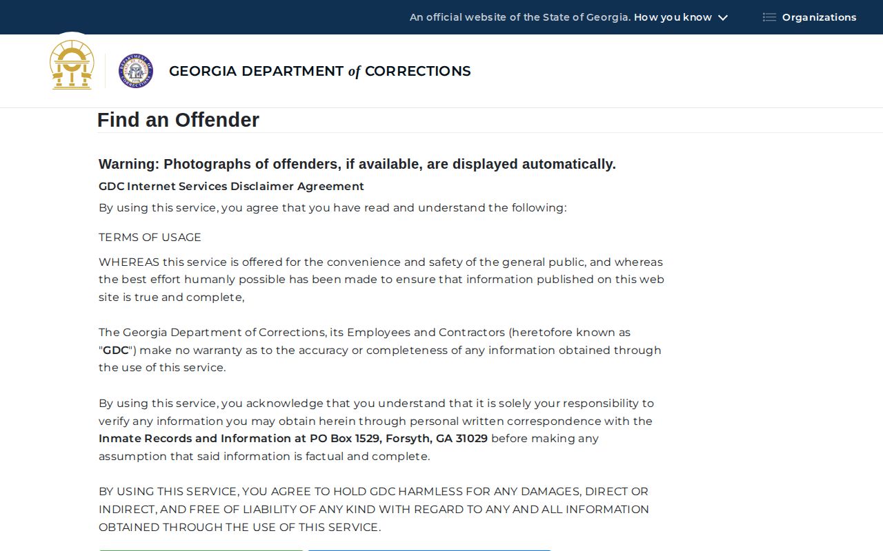 Schley County released inmate GDC offender search form